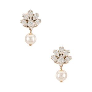 Pendant Crystal Cluster Earrings in Pearl by Anton Heunis (Revolve)